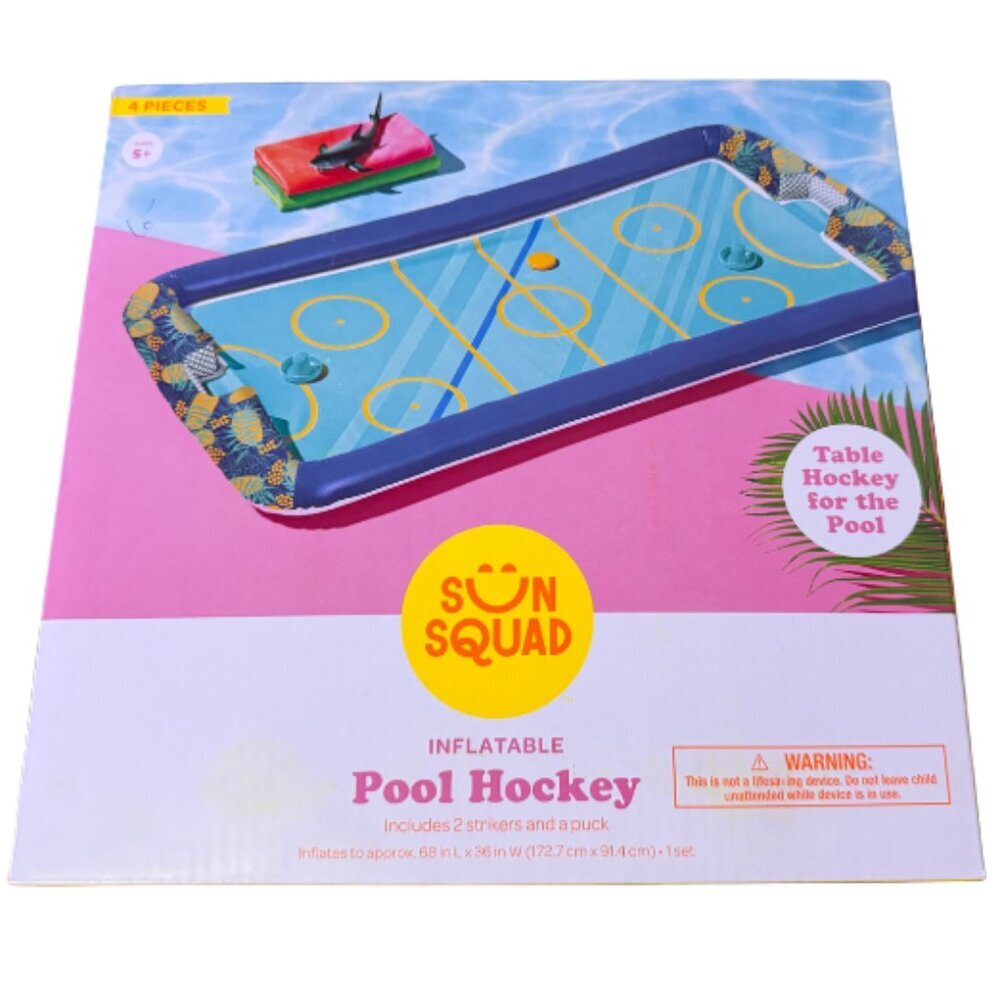 Sun Squad Inflatable Pool Hockey Game Set Indoor Outdoor Water Toy Ages 5+ Blue